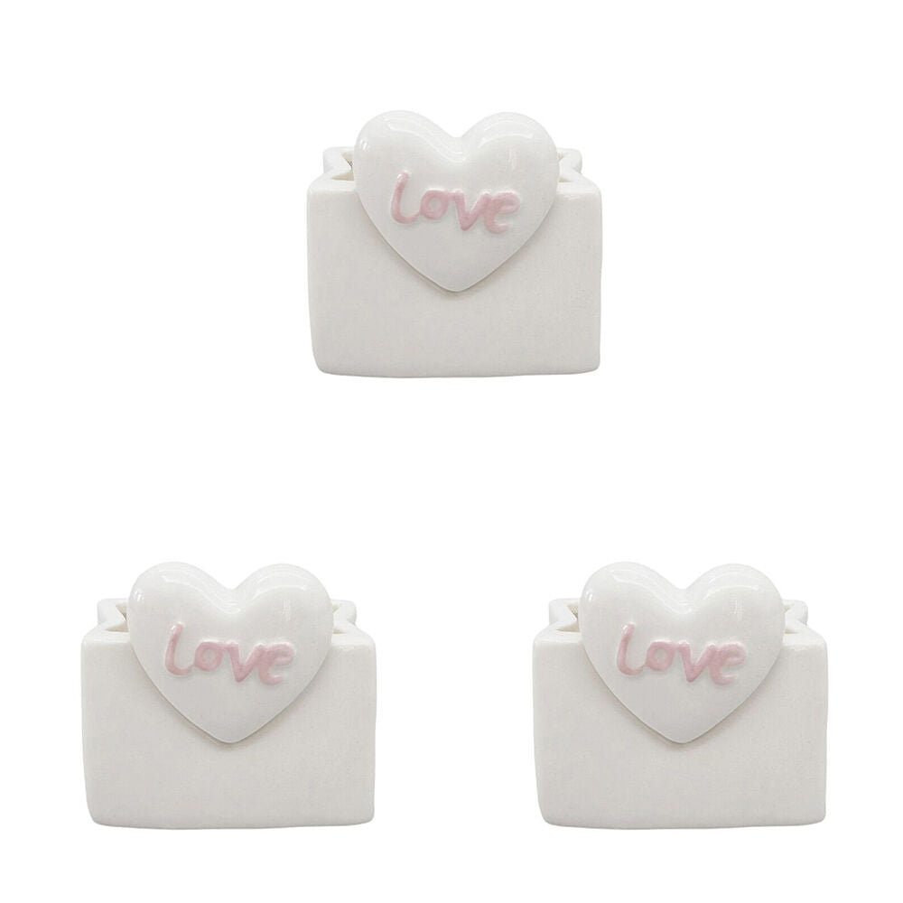 3PK Urban Ceramic Love Heart Vessel Home Decor Vase 7x8cm Pink/White