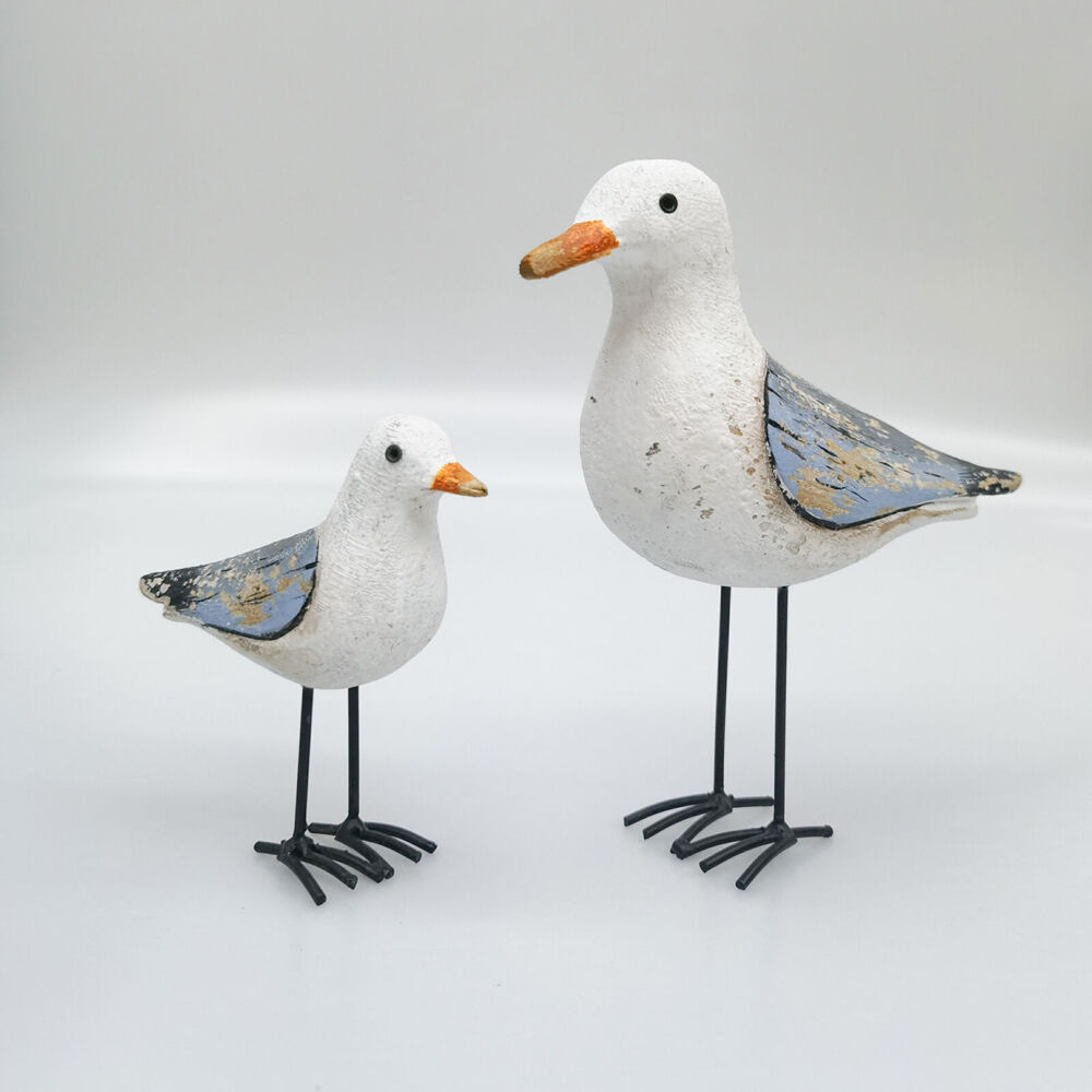 Urban Wooden Drift Seagull Decorative Ornament 17x19cm White