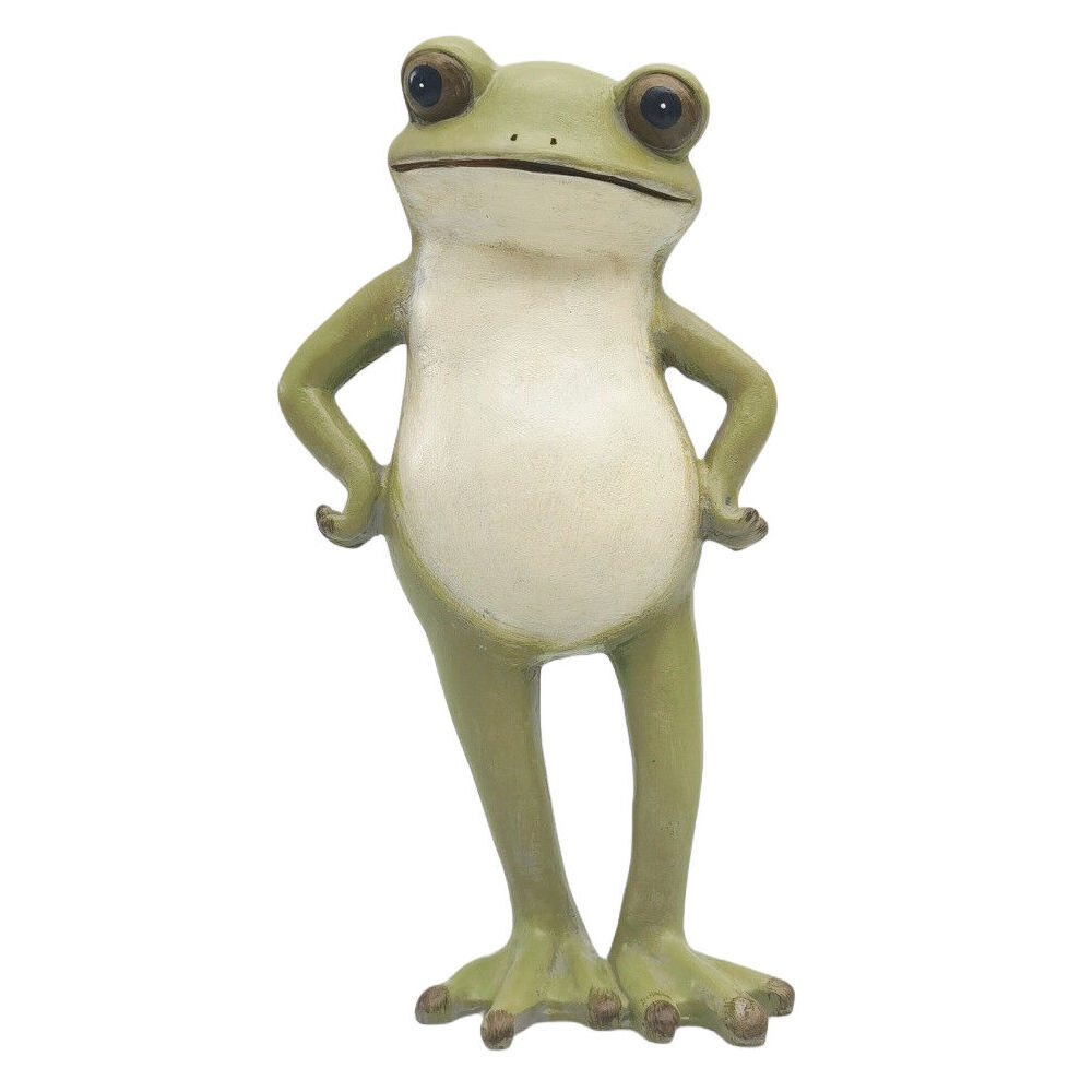 2PK Urban Standing Frog Resin Decorative Ornament Statue 21x11cm Green