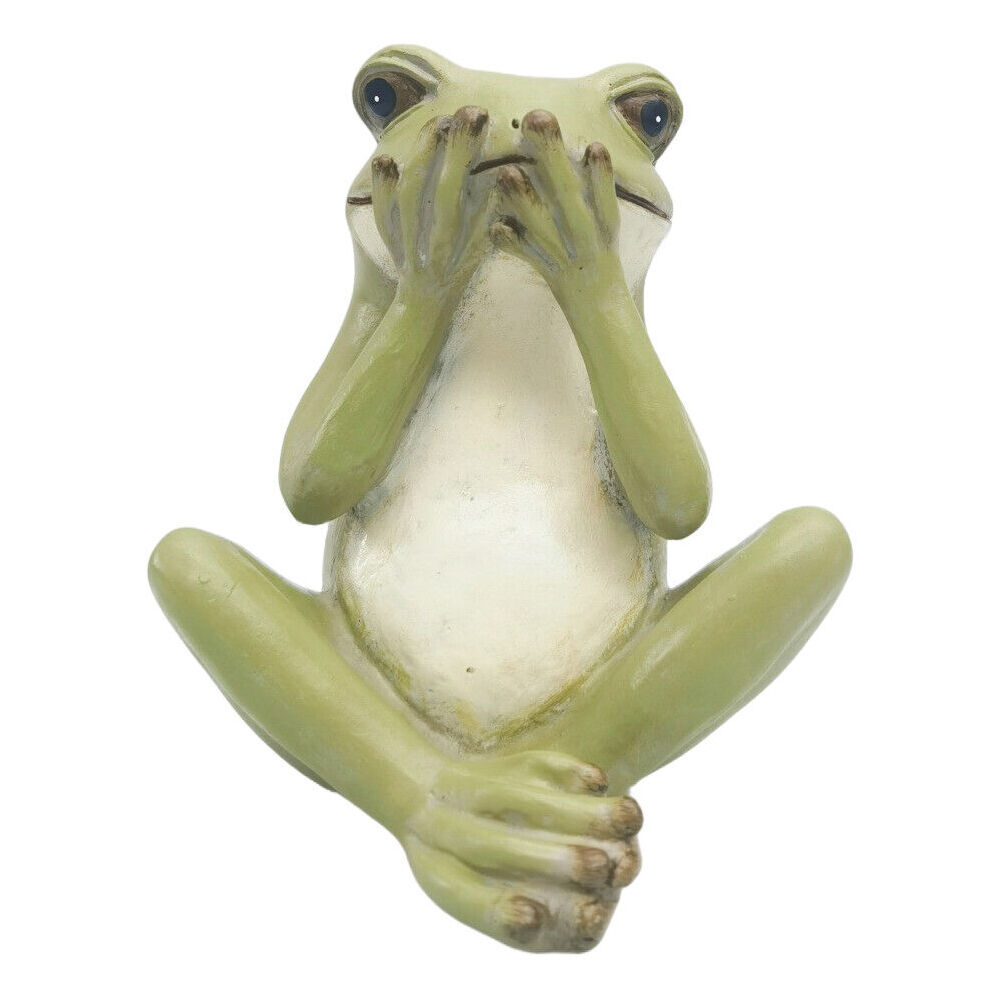 2PK Urban Sitting Frog Resin Decorative Ornament Statue 15x11cm Green