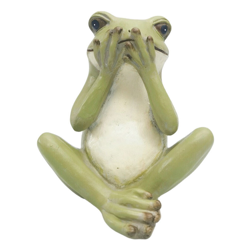 Urban Sitting Frog Resin Decorative Ornament Statue 15x11cm Green