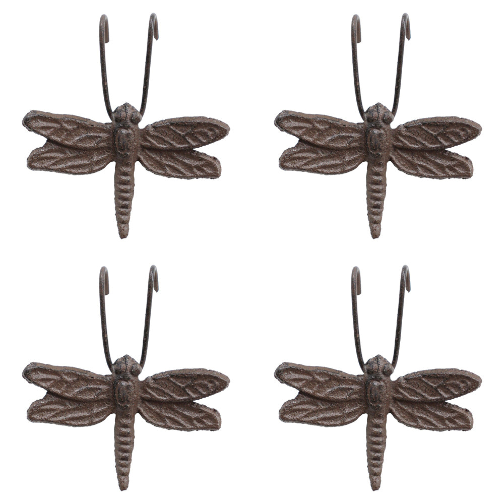 4PK LVD Rustic 8.5cm Pot Hanger Dragonfly Ornament Decor - Brown