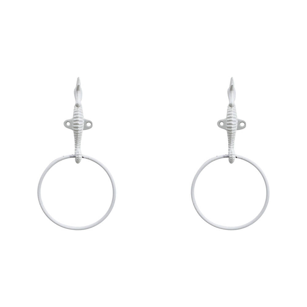 2PK LVD Cast Iron Towel Ring Storage Decor 13x27cm - Seahorse
