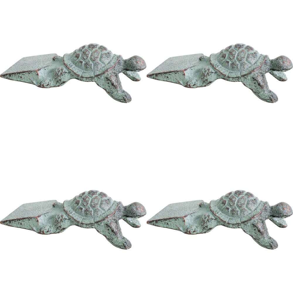 4PK LVD Doorstop Turtle Cast Iron Door Stopper 13cm Green