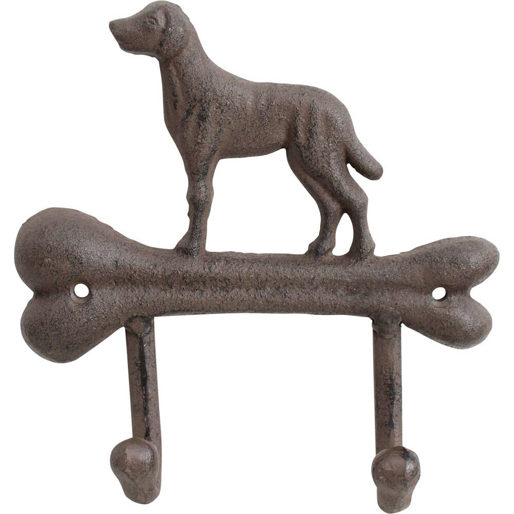 2PK LVD Cast Iron Wall Mounted Hook 17.5 x 17cm - Dog Bone
