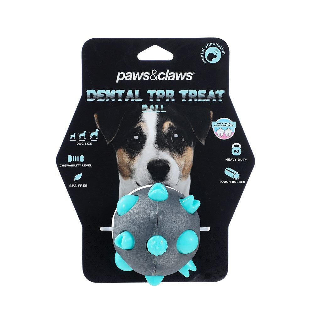 2PK Paws And Claws 8cm Rubber Treat Ball Dental Dog/Pet Toy