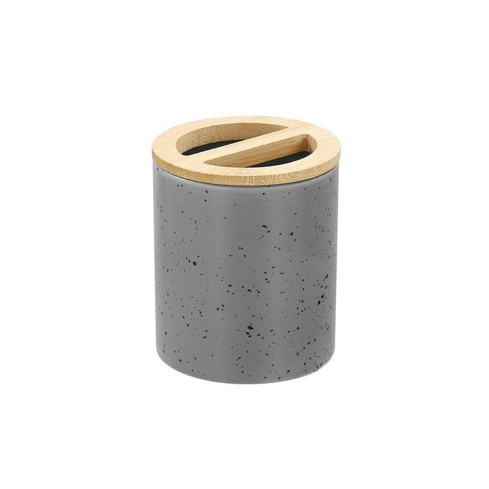 3x Boxsweden Bano 8x10cm Ceramic Toothbrush Holder - Grey Speckle