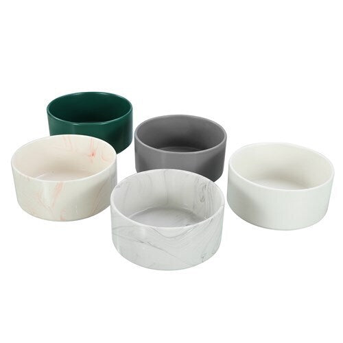 2x Paws & Claws 19cm/1.8L Ceramic Pet Bowl Marble - Assorted Grey/Pink