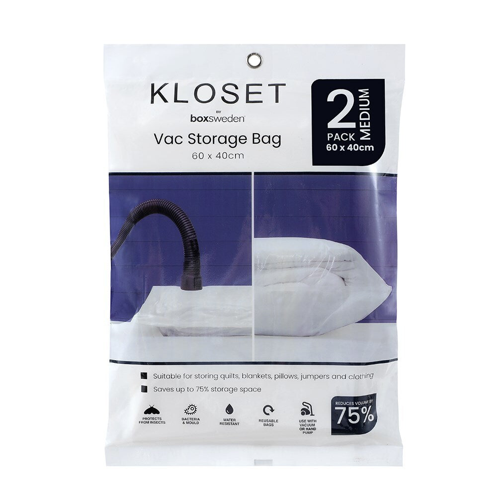 6x 2PK Boxsweden Kloset 60x40cm Vac Storage Bag Organiser