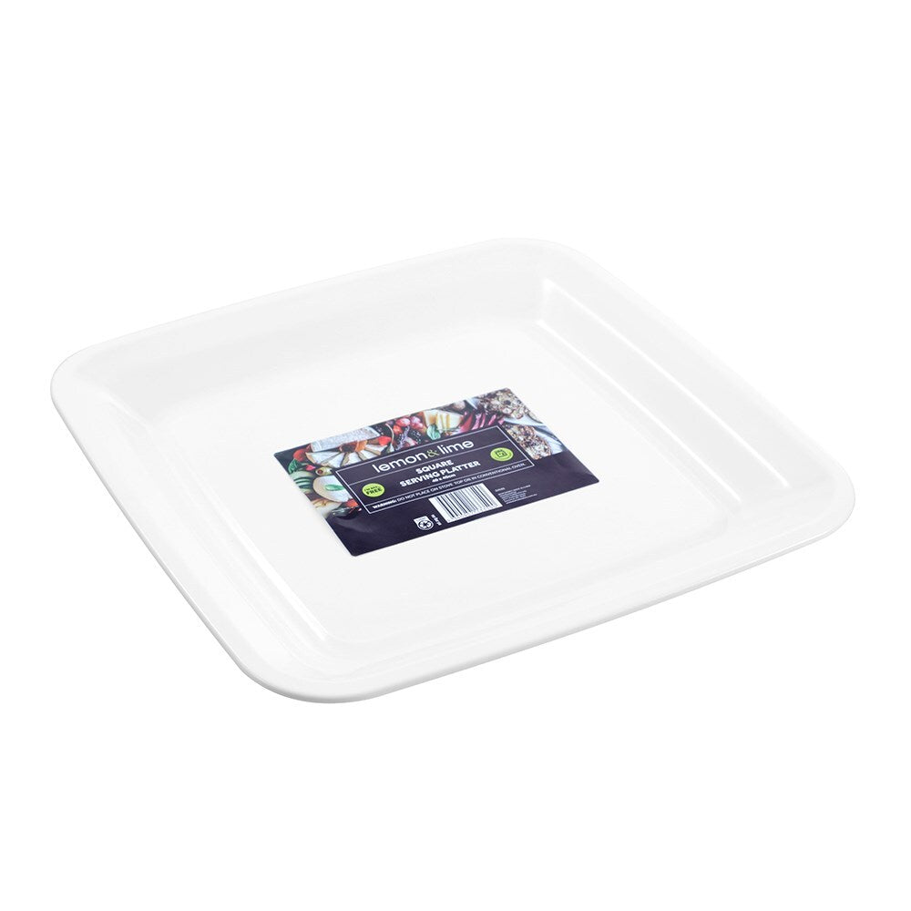 8PK Lemon & Lime Square 40x40cm Serving Platter - White