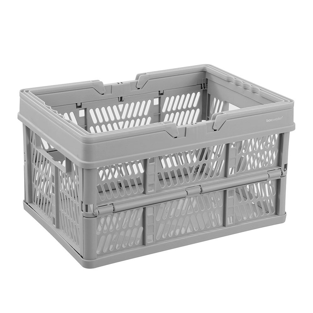 2PK Boxsweden Foldaway Carry Basket Organiser 26.5L 44x30.5x25cm Assorted