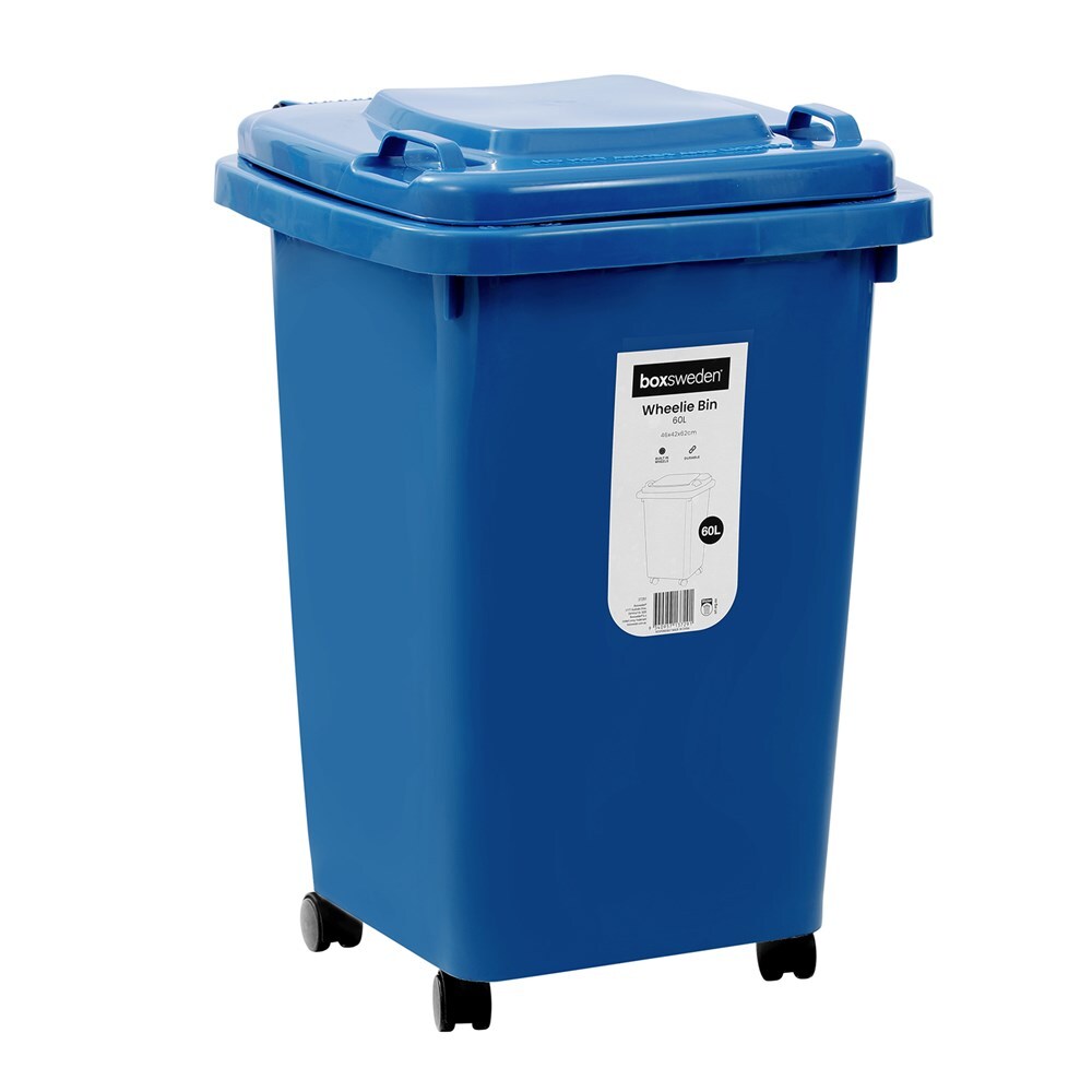 2PK Boxsweden 60L/46cm Wheelie Bin Trash Container - Assorted