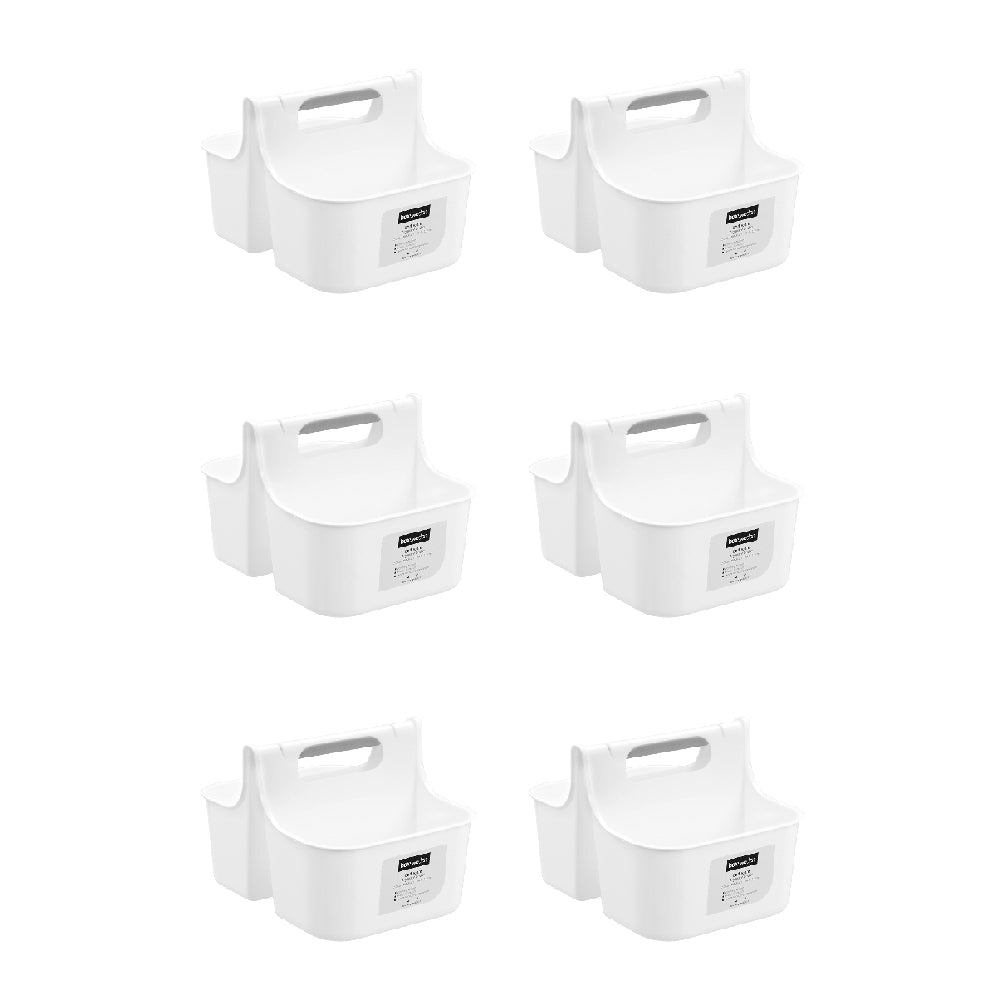 6PK Boxsweden 2-Compartment Bathroom Caddy Large 31x24.5cm - White