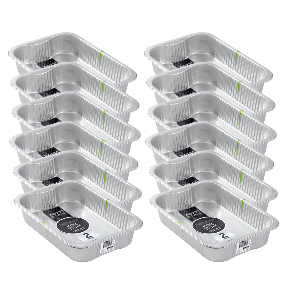 24pc Lemon & Lime Premium Smooth Wall Foil Tray 31x24.5cm - Silver