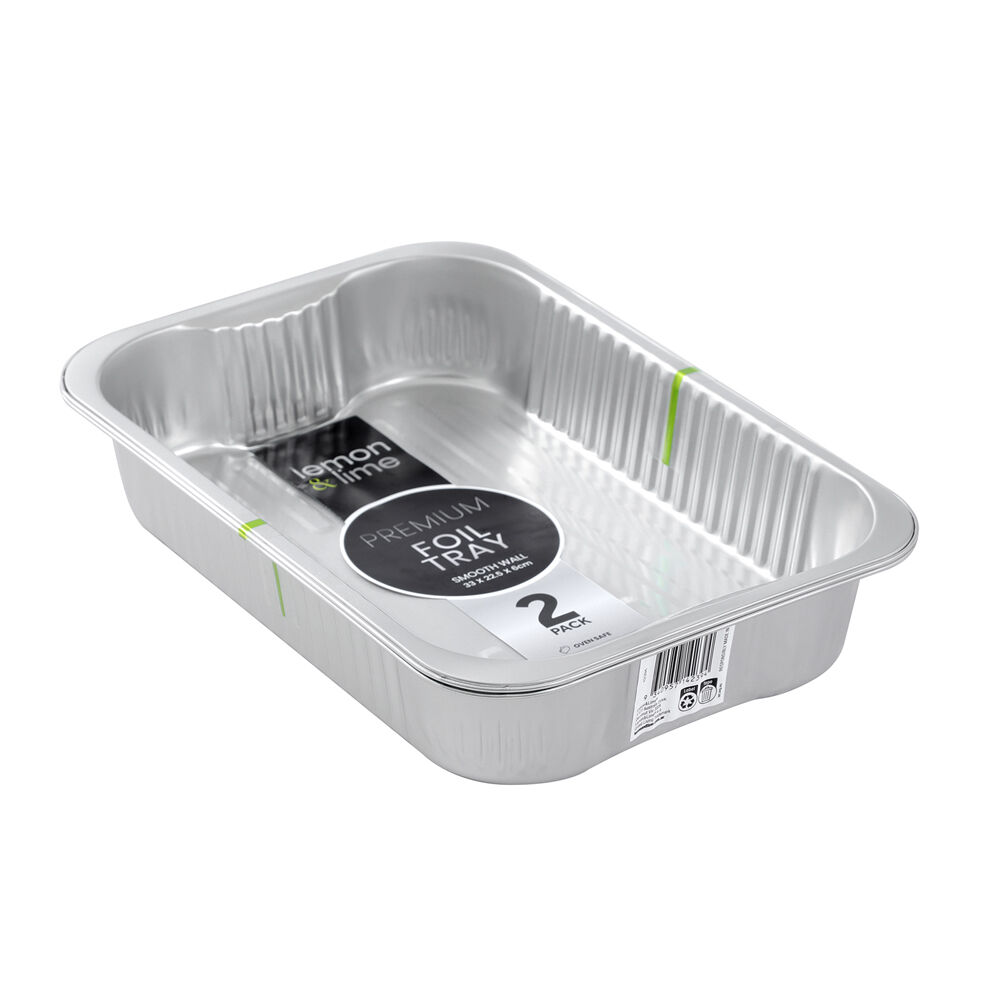 24pc Lemon & Lime Premium Smooth Wall Foil Tray 31x24.5cm - Silver