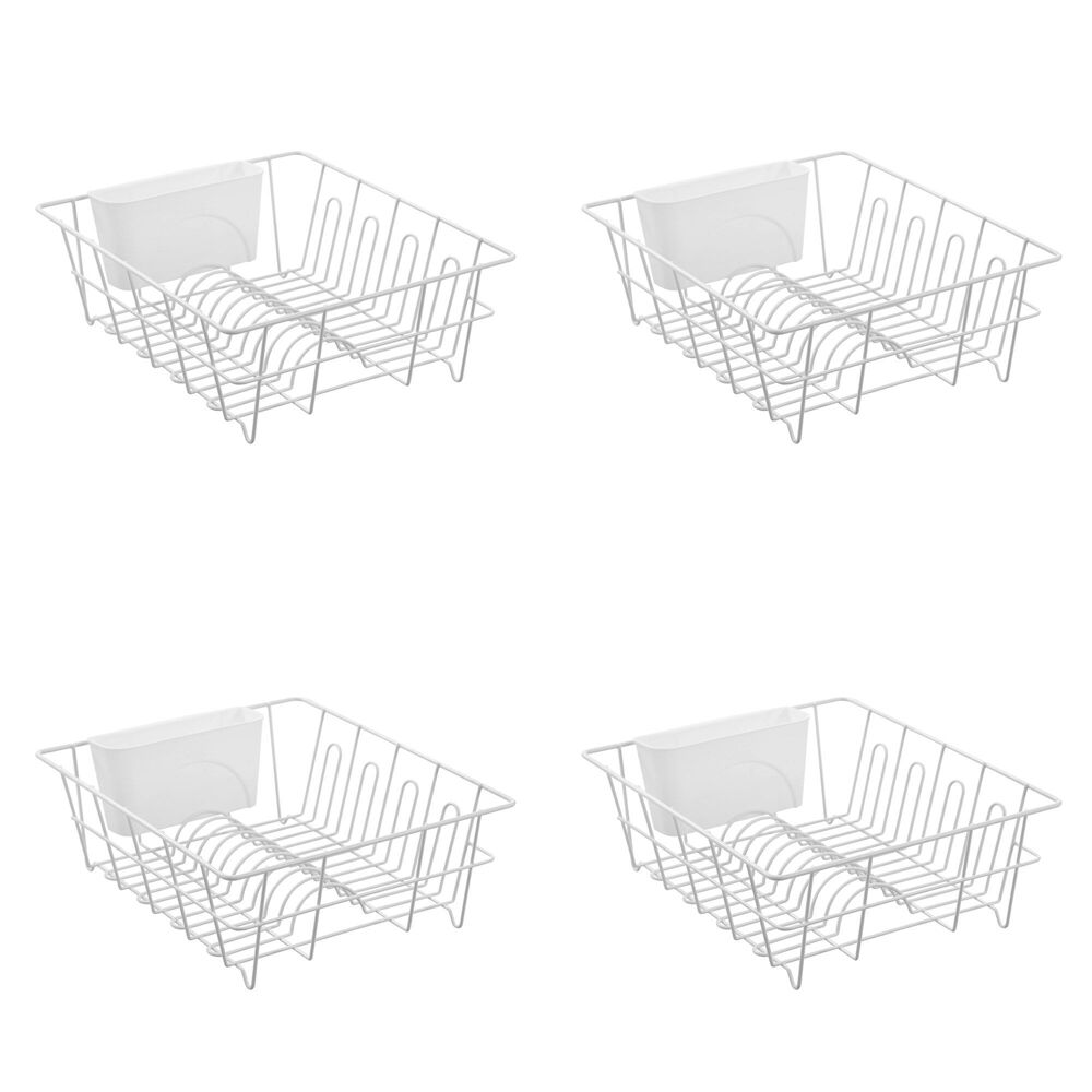 4PK Boxsweden Wire Dish Rack with Cutlery Holder 37x33x13.5cm White