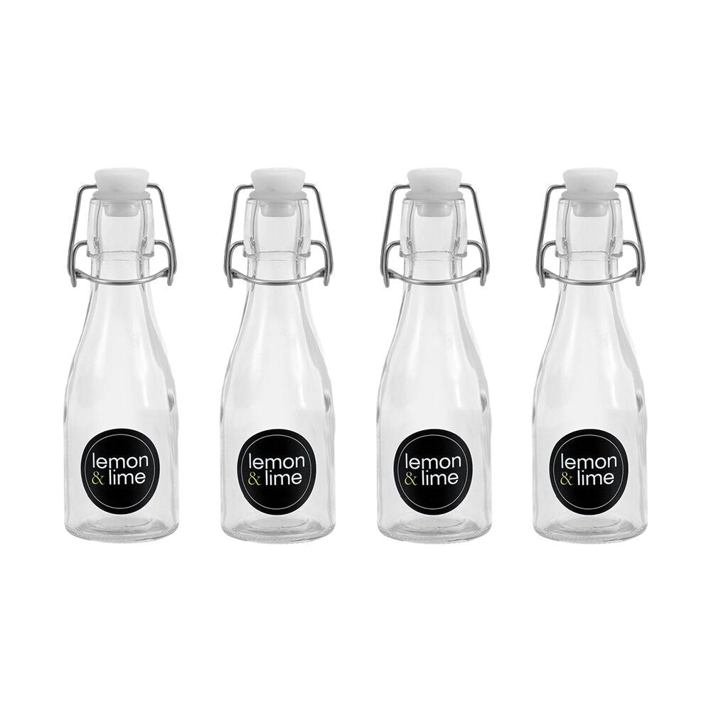 48PK Lemon & Lime Secure Glass Air-Tight Clip Lid Bottle 150ml