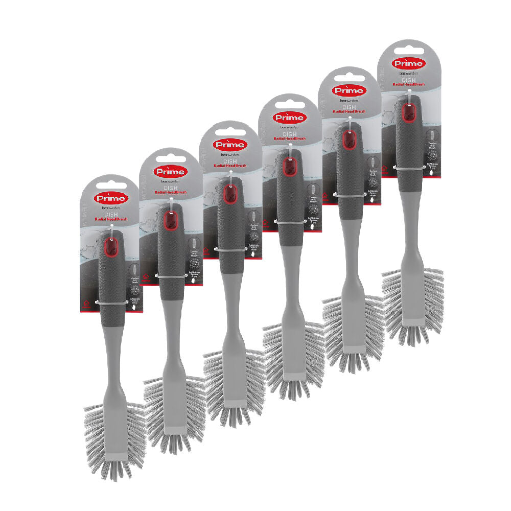 6PK Boxsweden Prime Cleaning Dish Brush Radial Head with Soft Grip 26.5cm