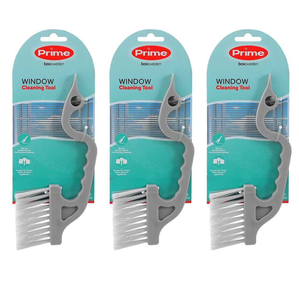 3PK Boxsweden Prime Indoor Window Cleaning Brush w/ Comfort Grip Handle Assorted