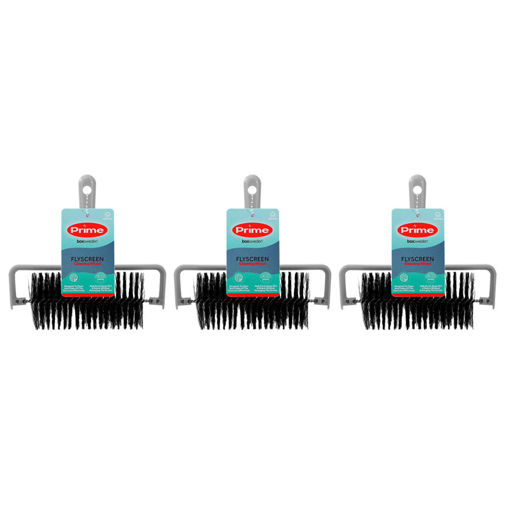3PK Boxsweden Prime Flyscreen Cleaning Wheel w/ Brush/Comfort Grip Handle Assorted