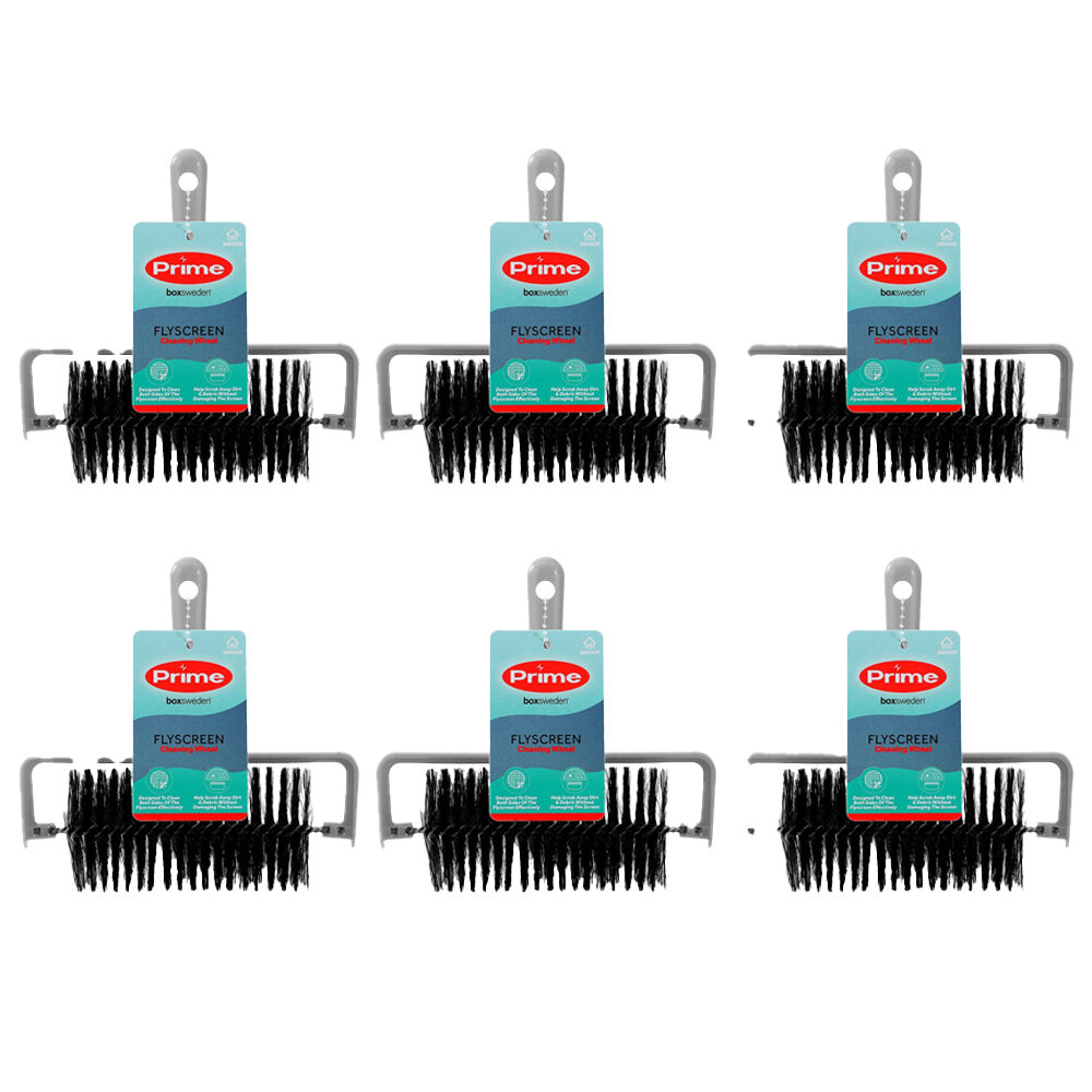 6PK Boxsweden Prime Flyscreen Cleaning Wheel w/ Brush/Comfort Grip Handle Assorted