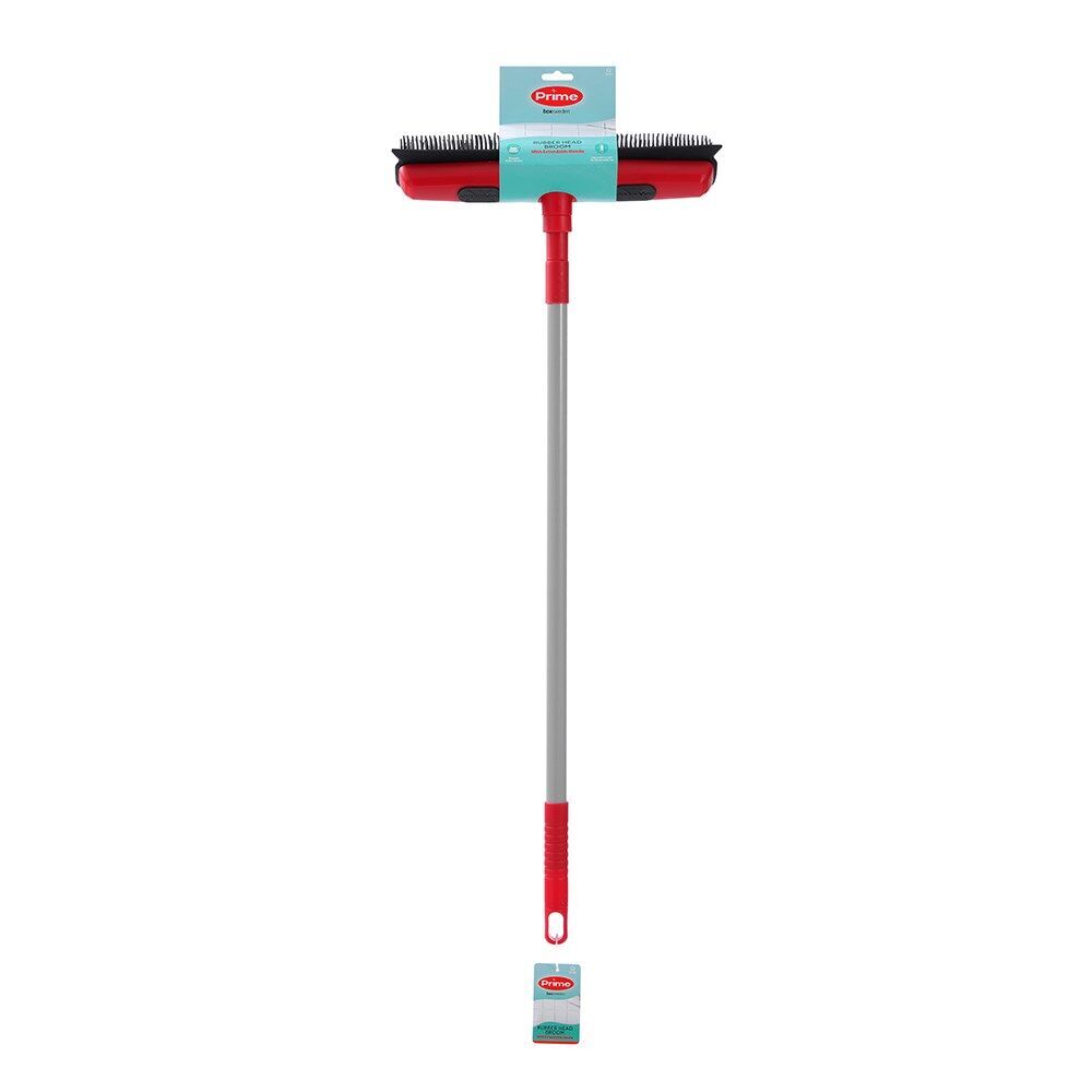 3PK Boxsweden Prime Rubber Head Outdoor/Indoor Broom w/ Extendable Handle Assorted