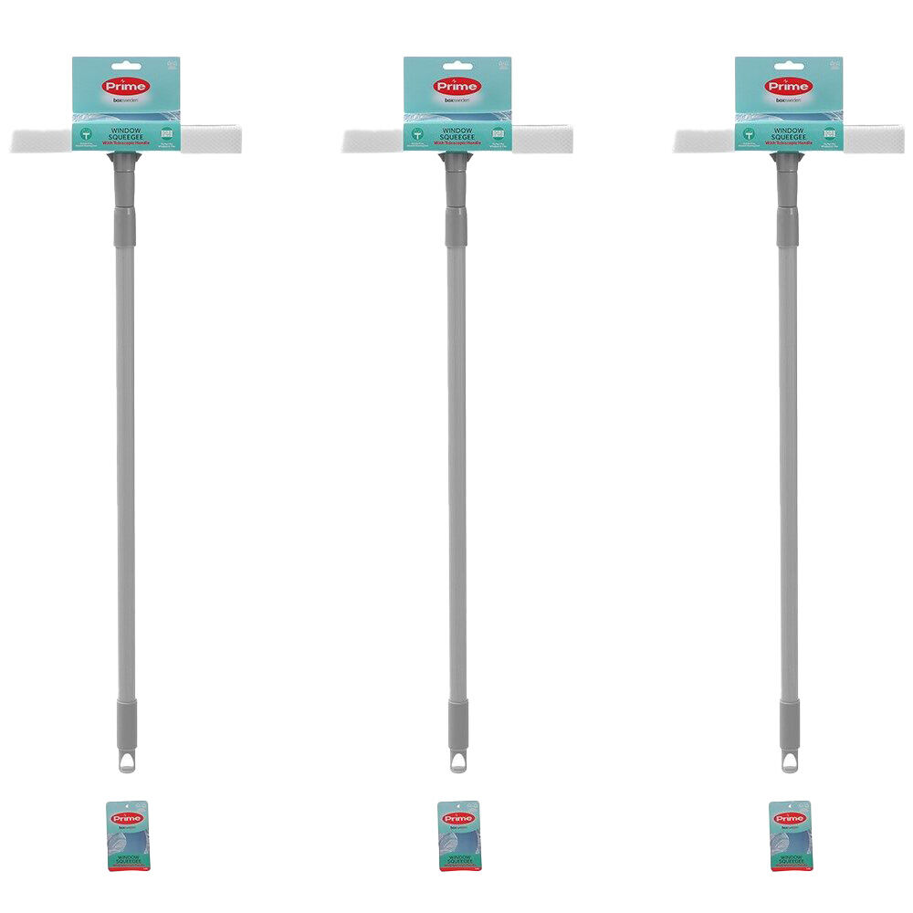 3PK Boxsweden Prime Window Cleaning Squeegee w/ Sponge & Handle 1.3m/25cm Assorted