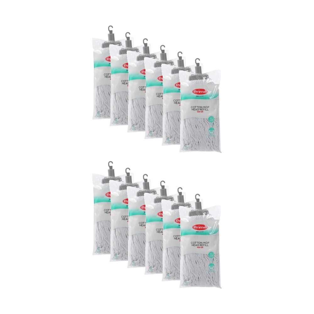 12PK Boxsweden Prime Cotton Mop Refill 400GR Head for Cleaning Assorted