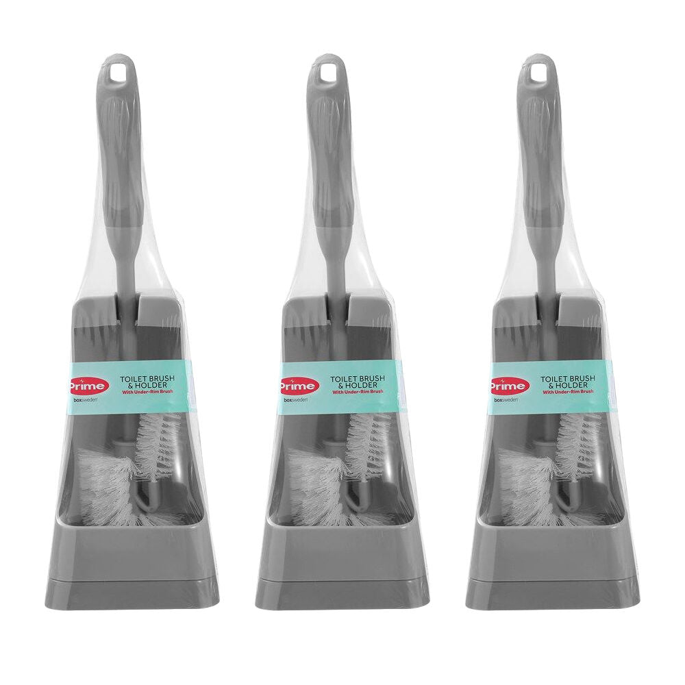 3PK Boxsweden Prime Essentials Toilet Brushes Under Rim w/ Holder Assorted