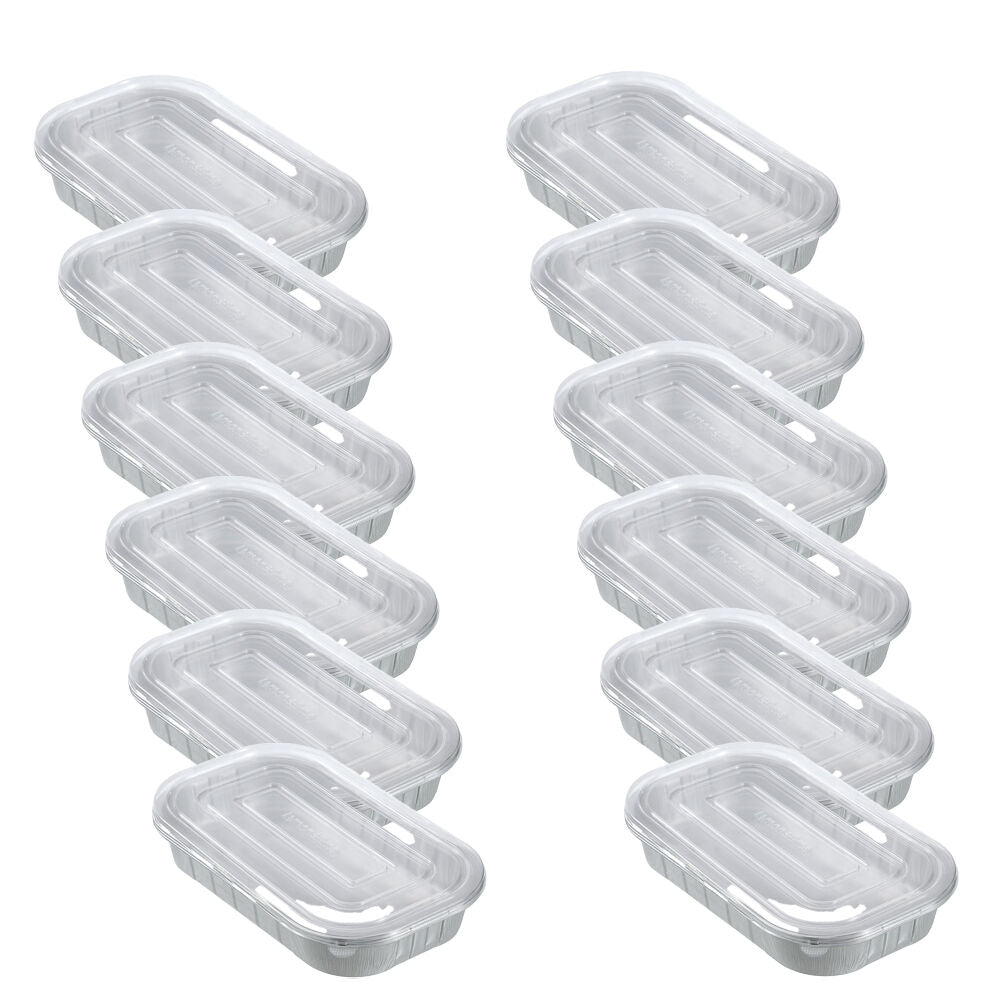 12x 3pc Lemon and Lime Premium Aluminium Foil Container W/ Clear Lids 31.5x19cm