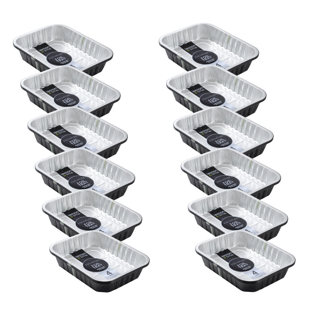 12x 4pc Lemon and Lime Premium Aluminium Two-Tone Foil Container 31x24x6cm