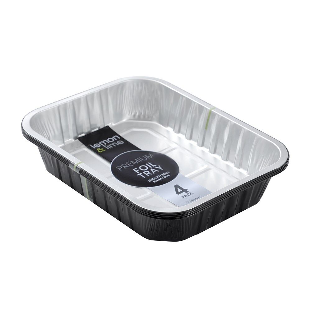 6x 4pc Lemon and Lime Premium Aluminium Two-Tone Foil Container 31x24x6cm