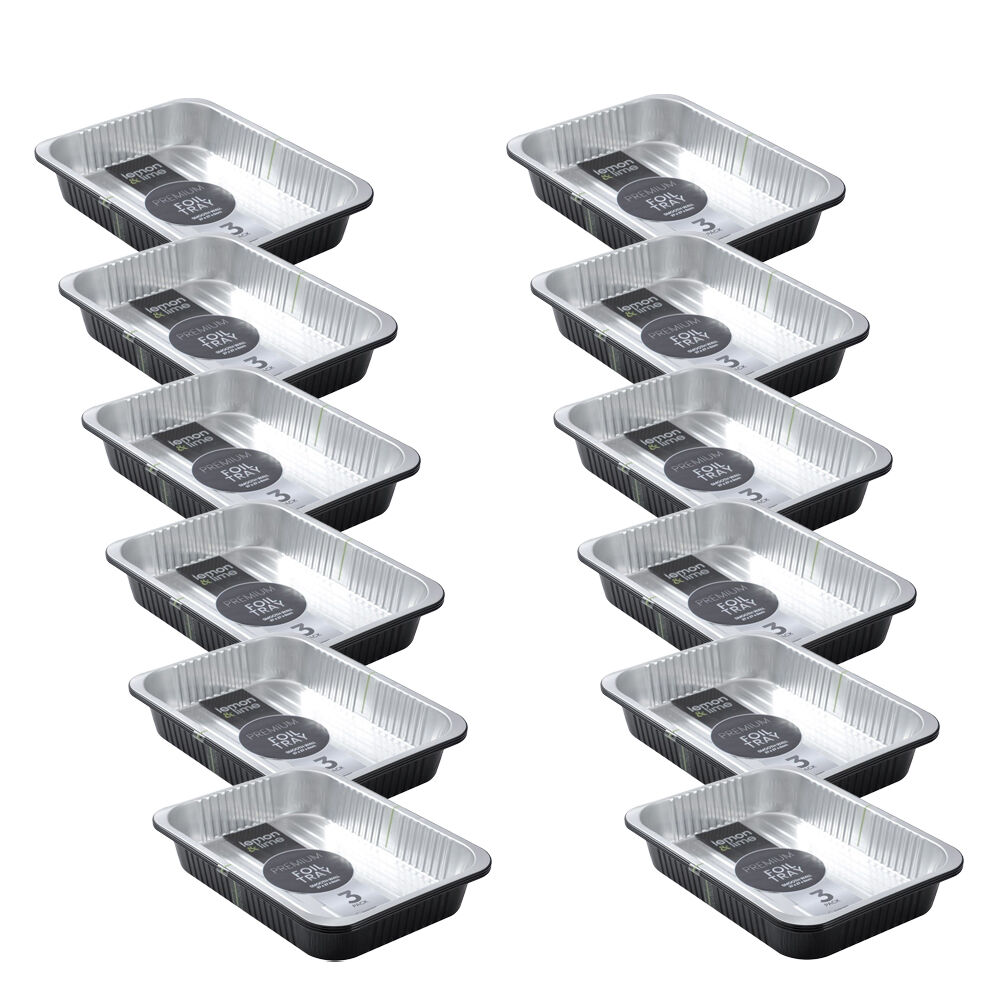 12x 3pc Lemon and Lime Premium Aluminium Two-Tone Foil Container 37x27x6cm