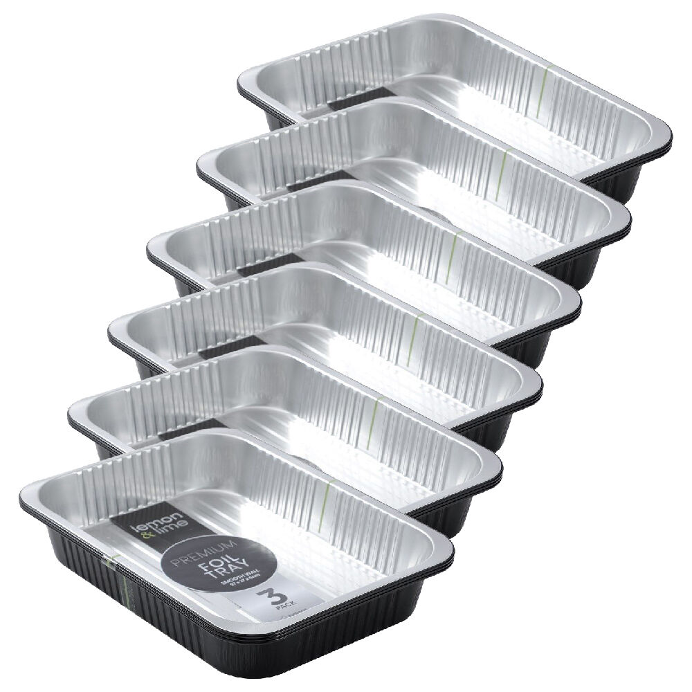 6x 3pc Lemon and Lime Premium Aluminium Two-Tone Foil Container 37x27x6cm