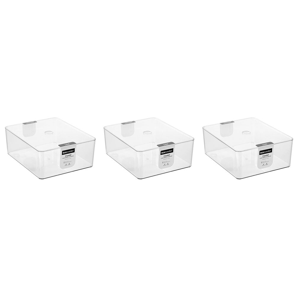 3PK Boxsweden Cystal Cosmetics Storage/Container for Bathroom 24x20x10cm Clear
