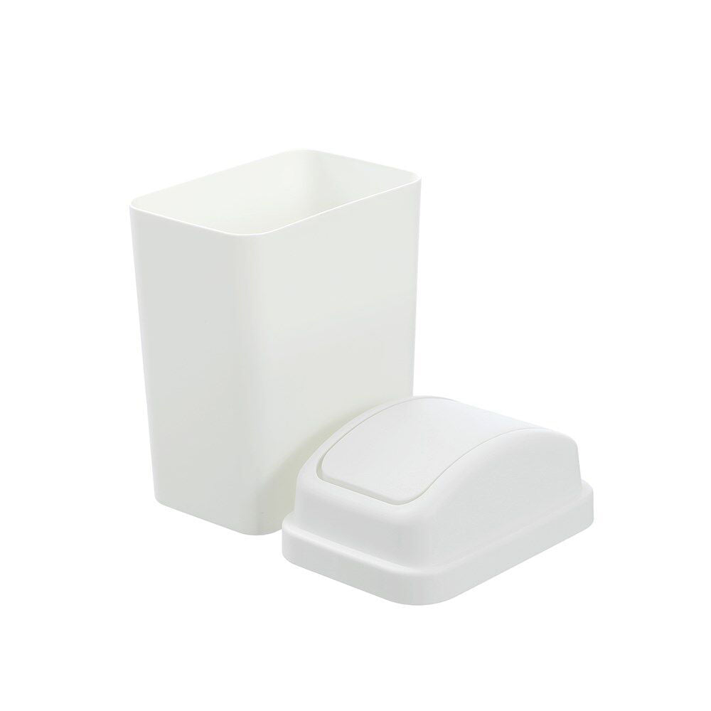 6PK Boxsweden Durable Slim Line Rubbish Bin w/ Swing Lid 6L White