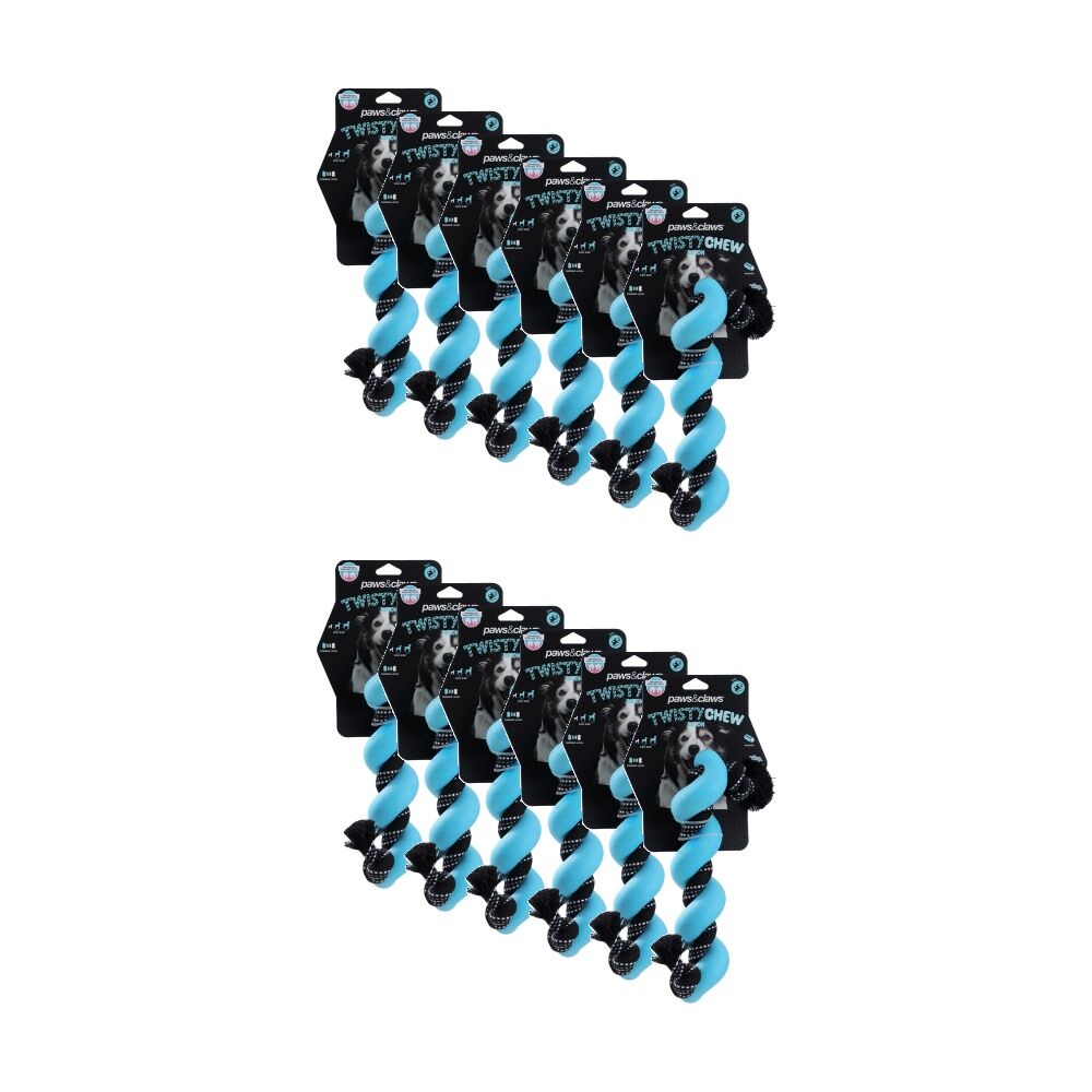 12PK Paws and Claws Twisty Chew Baton Toy 27x5x5cm Woven Rope Assorted