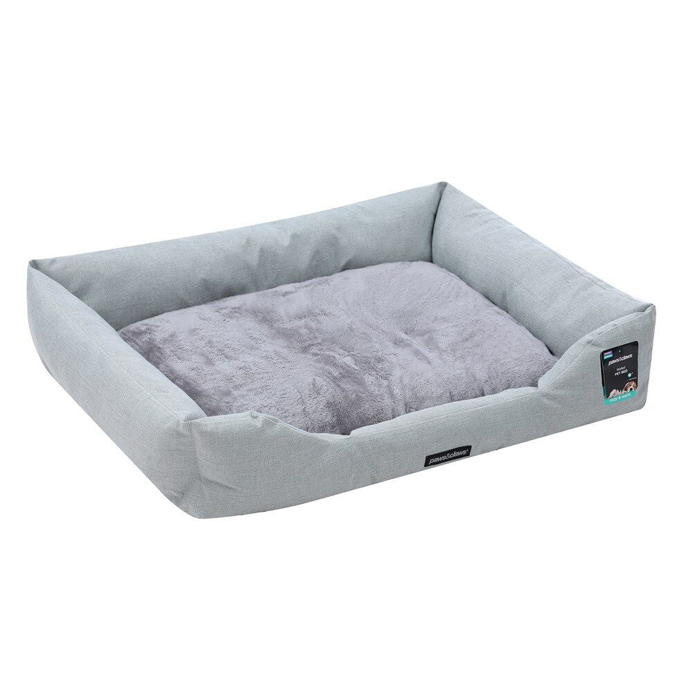 2PK Paws and Claws Walled Cushioned Pet Dog/Cat Bed 90x70x21cm Light Grey