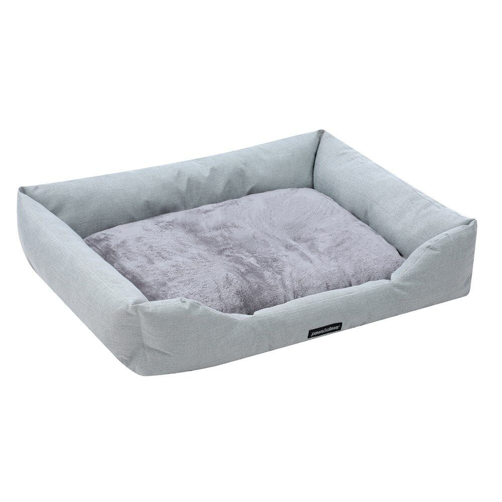 Paws and Claws Walled Cushioned Pet Dog/Cat Bed 90x70x21cm Light Grey