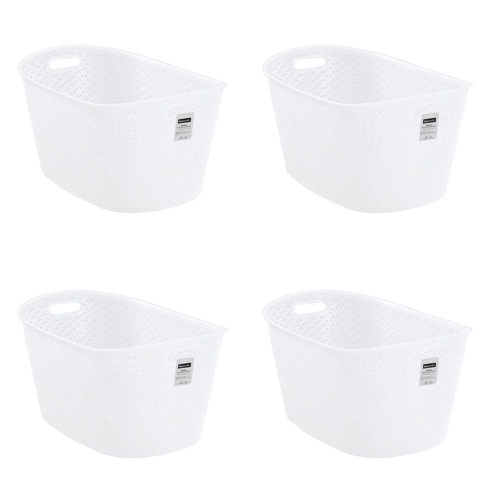 4PK Boxsweden Wicker Frost Lightweight Laundry Basket 50cm 24L White