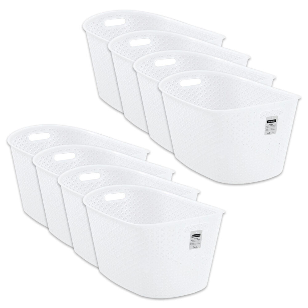 8PK Boxsweden Wicker Frost Lightweight Laundry Basket 50cm 24L White