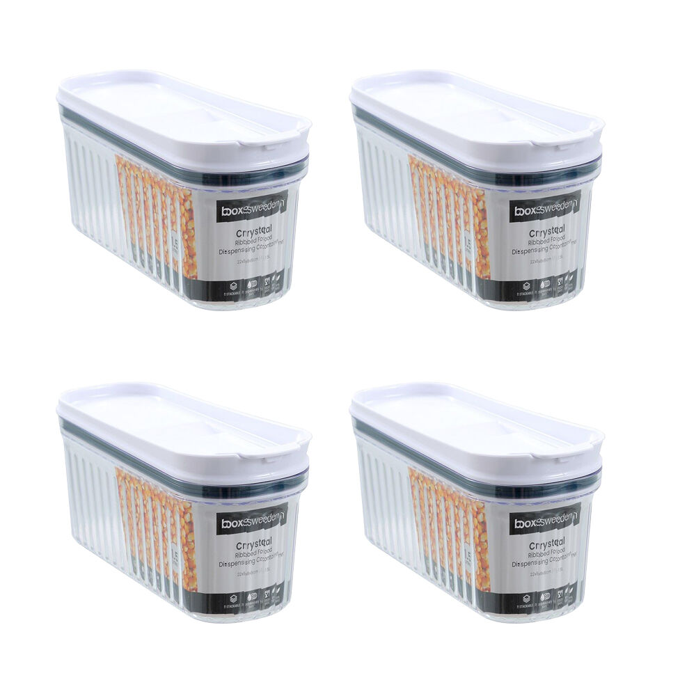 4PK Lemon and Lime Crystal Ribbed Food Dispensing Container 1.5L/22x8x8cm Assorted