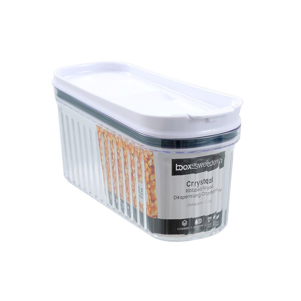 4PK Lemon and Lime Crystal Ribbed Food Dispensing Container 1.5L/22x8x8cm Assorted