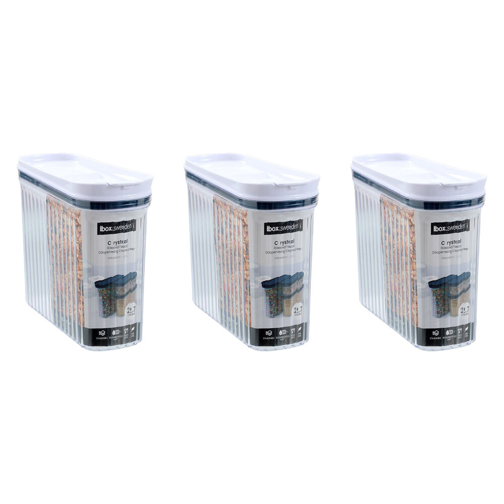 3PK Lemon and Lime Crystal Ribbed Food Dispensing Container 2.7L/22x8x26cm Assorted