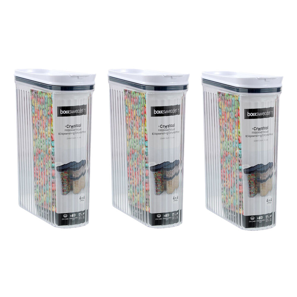 3PK Lemon and Lime Crystal Ribbed Food Dispensing Container 4.4L/22x8x31cm Assorted