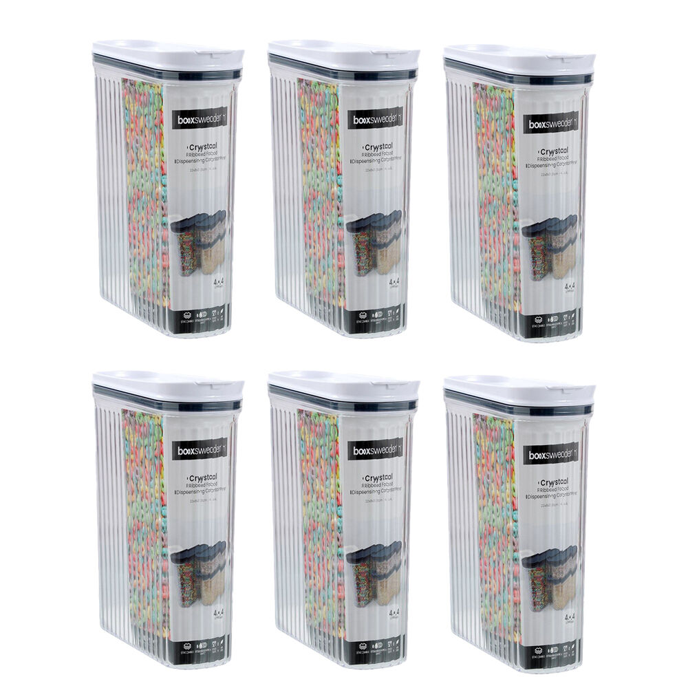 6PK Lemon and Lime Crystal Ribbed Food Dispensing Container 4.4L/22x8x31cm Assorted