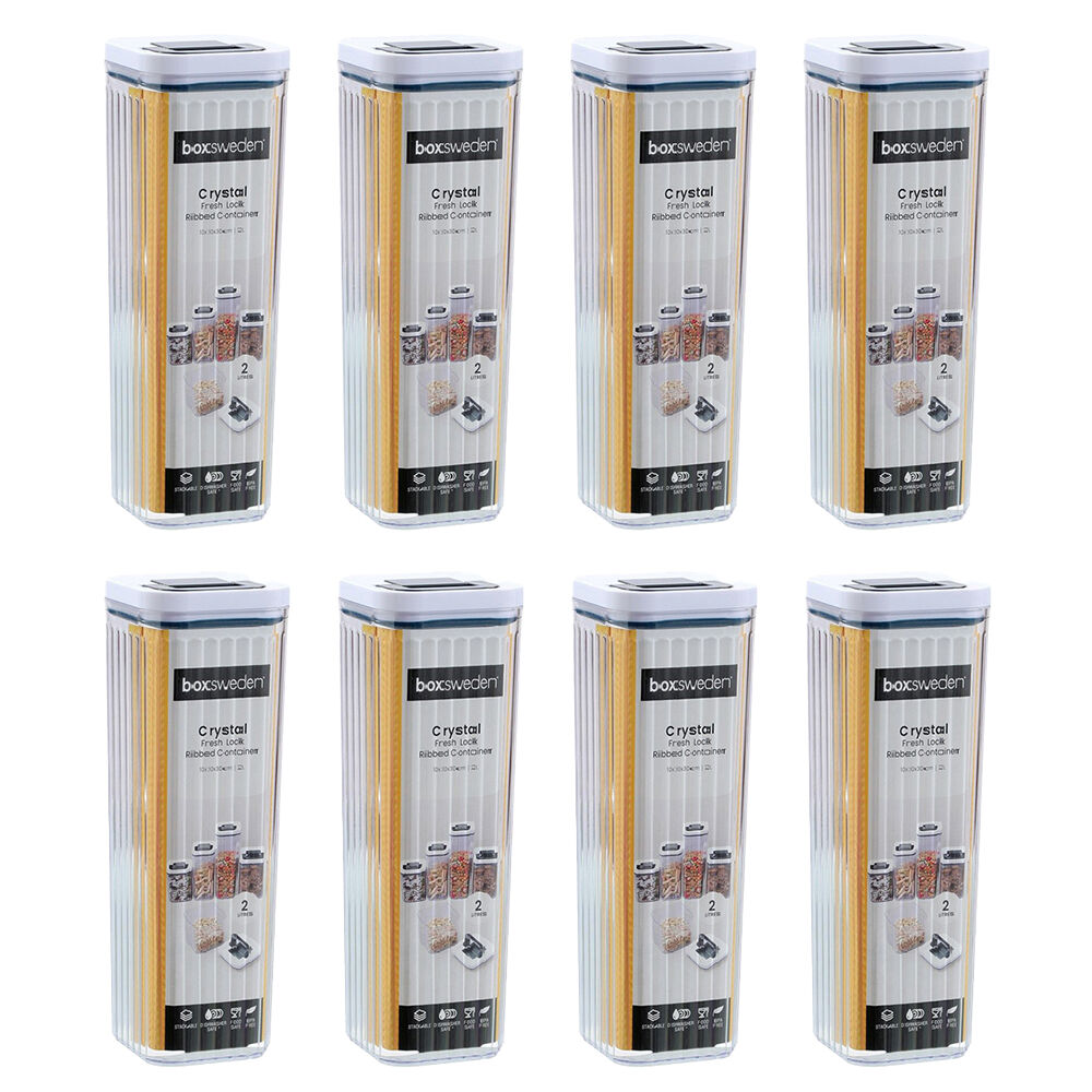 8PK Lemon and Lime Crystal Ribbed Food Storage Container 2L/30cm Assorted