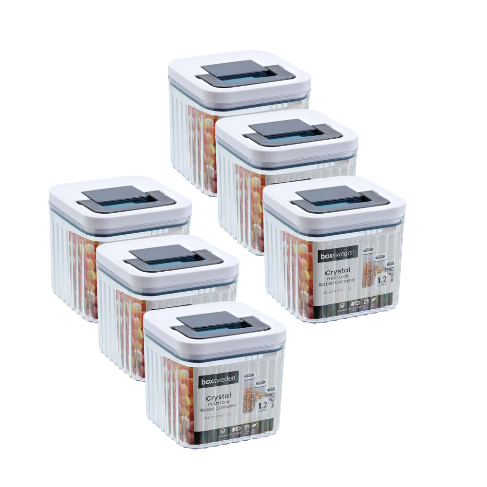 6PK Lemon and Lime Crystal Ribbed Food Storage Container 1.2L/12cm Assorted