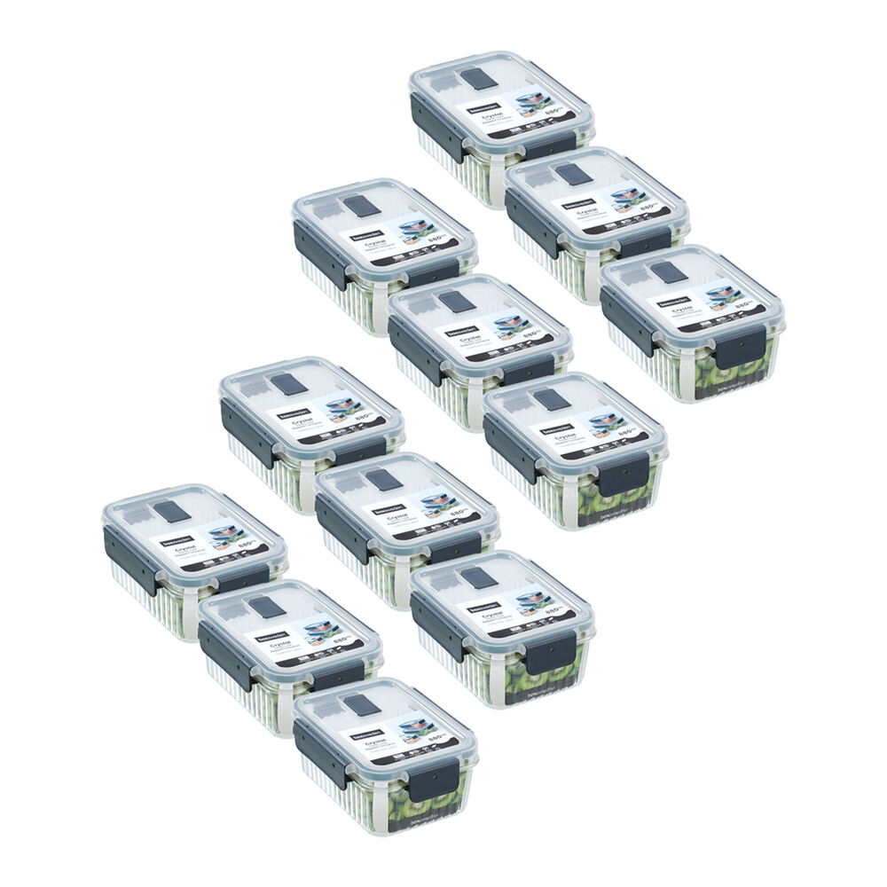 12PK Lemon and Lime Crystal Ribbed Food Storage Container 880mL/7.5cm Assorted