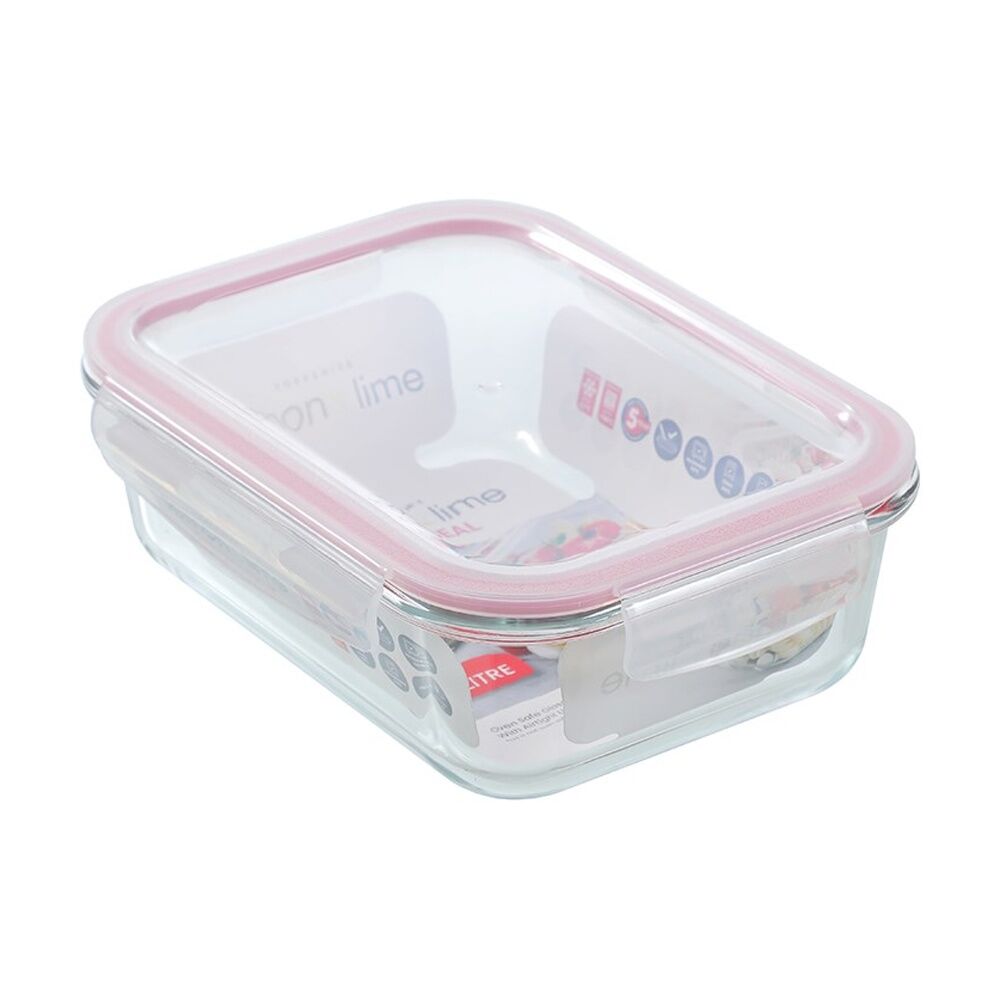 12PK Lemon and Lime Yorkshire Glass Rectangle Clip Seal Container 1.5L Food Safe